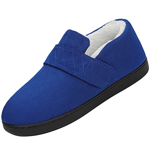 Mishansha Hausschuhe Männer Plüsch Pantoffeln Winter Wärme Memory Schaum Slippers Non-Slip Gummisohle im Innen- und AuÃŸenbereich, Plüsch Tiefes Blau 47 von Mishansha