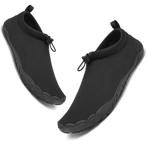 Mishansha Herren Badeschuhe Damen Atmungsaktiv Wasserschuhe Schnelltrocken Barfuß Aquaschuhe Graphit Schwarz Gr.41 von Mishansha