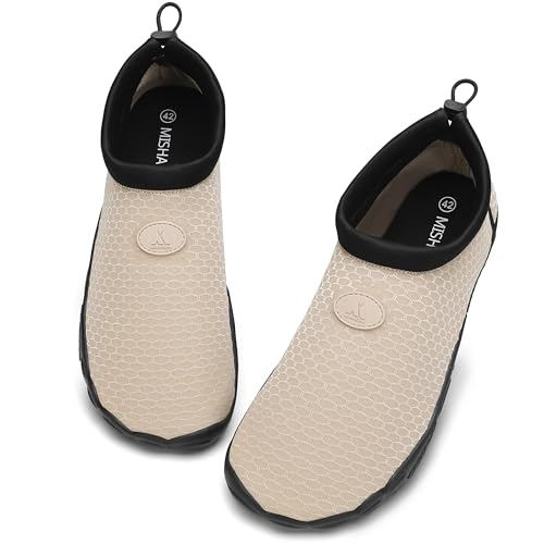 Mishansha Herren Badeschuhe Damen Atmungsaktiv Wasserschuhe Schnelltrocken Barfuß Aquaschuhe Khaki Gr.40 von Mishansha