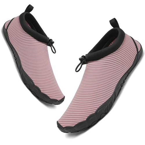 Mishansha Herren Badeschuhe Damen Atmungsaktiv Wasserschuhe Schnelltrocken Barfuß Aquaschuhe Rosa Gr.38 von Mishansha
