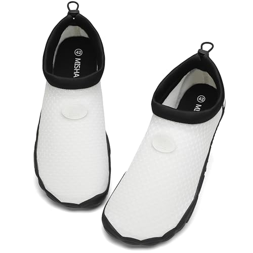 Mishansha Herren Badeschuhe Damen Atmungsaktiv Wasserschuhe Schnelltrocken Barfuß Aquaschuhe Weiß Gr.43 von Mishansha