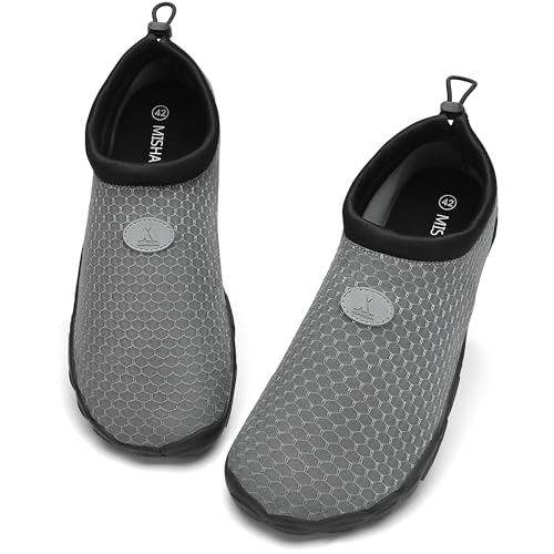 Mishansha Herren Badeschuhe Damen Atmungsaktiv Wasserschuhe Schnelltrocken Barfuß Aquaschuhe Signal Grau Gr.38 von Mishansha