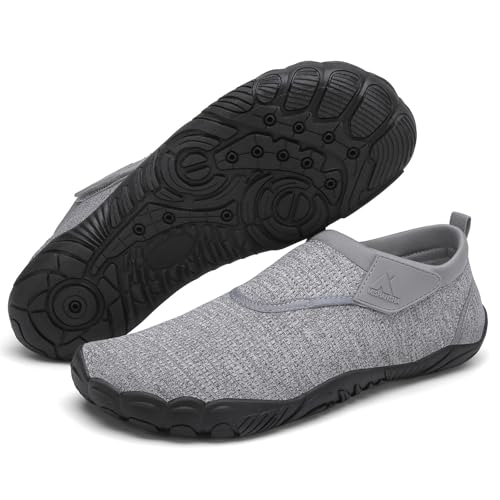 Mishansha Herren Damen Badeschuhe Atmungsaktiv Schnell Trocknend Aquaschuhe Unisex Sommer Wasserschuhe für Outdoor Sports, Aschgrau 45 EU von Mishansha