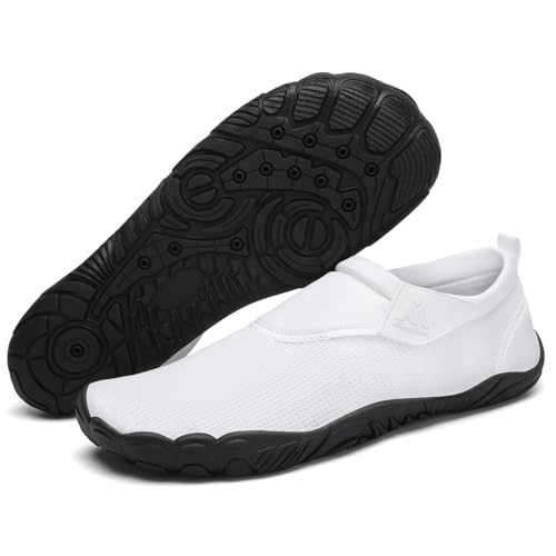 Mishansha Herren Damen Badeschuhe Atmungsaktiv Schnell Trocknend Aquaschuhe Unisex Sommer Wasserschuhe für Outdoor Sports, Frostweiß 43 EU von Mishansha