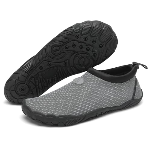 Mishansha Herren Damen Badeschuhe Atmungsaktiv Schnell Trocknend Aquaschuhe Unisex Sommer Wasserschuhe für Outdoor Sports, Grau 39 EU von Mishansha