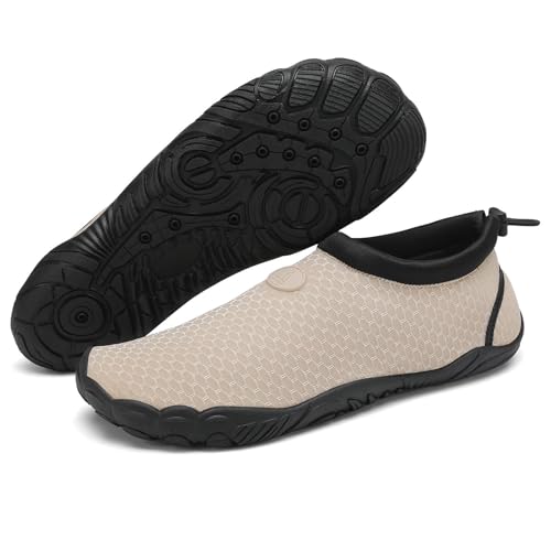 Mishansha Herren Damen Badeschuhe Atmungsaktiv Schnell Trocknend Aquaschuhe Unisex Sommer Wasserschuhe für Outdoor Sports, Khaki 41 EU von Mishansha