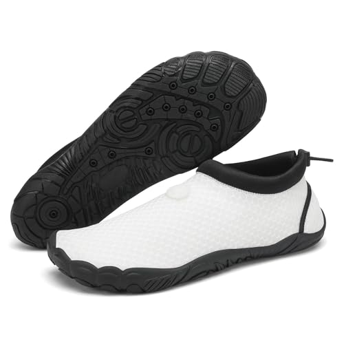 Mishansha Herren Damen Badeschuhe Atmungsaktiv Schnell Trocknend Aquaschuhe Unisex Sommer Wasserschuhe für Outdoor Sports, Weiß 40 EU von Mishansha