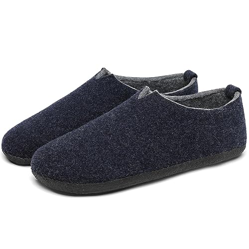 Mishansha Herren Damen Filz Hausschuhe Wärme Winter Pantoffeln Rutschfeste Leicht Home Slippers für Frauen Männer, Dunkelblau, 42EU von Mishansha