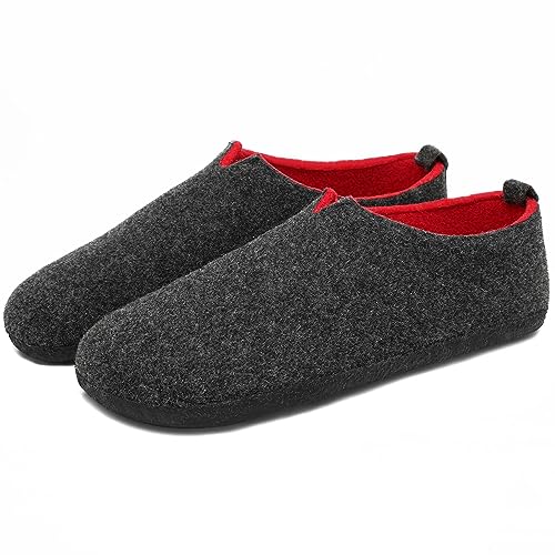 Mishansha Herren Damen Filz Hausschuhe Wärme Winter Pantoffeln rutschfeste Leicht Home Slippers für Frauen Männer, Schwarz, 42EU von Mishansha