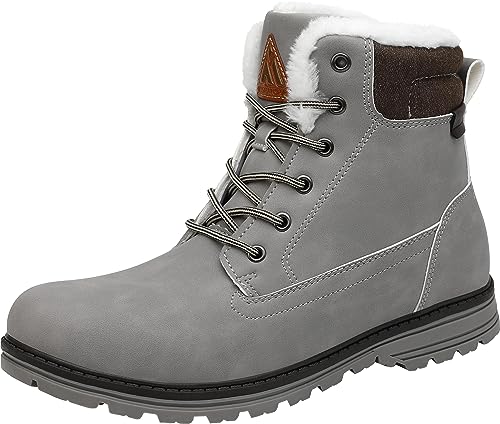 Mishansha Herren Damen Gefüttert Winterschuhe Wasserfest Warmfutter Winterstiefel Schneeboots Wasserabweisend Rutschfeste Outdoorschuhe Winter Trekkingschuhe(Fossilgrau, 36EU) von Mishansha