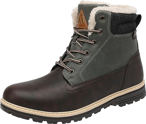 Mishansha Herren Damen Gefüttert Winterschuhe Wasserfest Warmfutter Winterstiefel Schneeboots Wasserabweisend Rutschfeste Outdoorschuhe Winter Trekkingschuhe(Zedernbraun, 37EU) von Mishansha