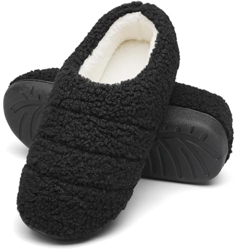 Mishansha Herren Damen Hausschuhe Winter Wärme Memory Foam Pantoffeln rutschfeste Leicht Plüsch Harte Sohle Slippers für Indoor & Outdoor, Onyx Schwarz, 46/47 EU Mishansha Herren Damen Hausschuhe Winter Wärme Memory Foam Pantoffeln rutschfeste Leicht Plüsch Harte Sohle Slippers für Indoor & Outdoor, Onyx Schwarz, 46/47 EU von Mishansha