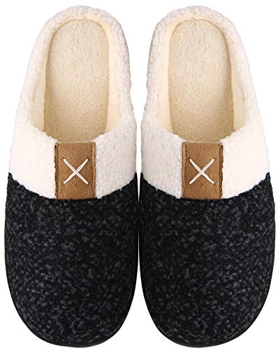 Mishansha Herren Damen Memory Foam Hausschuhe Winter Wärme Pantoffeln Leicht Weich rutschfeste Harte Sohle Slippers für für Frauen Männer(Schwarz, 42/43 (Herstellergröße 290 mm)) von Mishansha