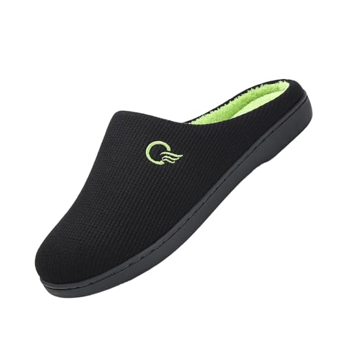 Mishansha Herren Damen Winter Wärme Hausschuhe Memory Foam Plüsch Pantoffeln Rutschfest Slipper Schwarz A 46/47 EU von Mishansha