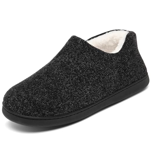Mishansha Herren Hausschuhe Plüsch Winter Warm Mokassin Rutschfeste Gefüttert Pantoffeln Memory Foam Winterschuh Bequeme, Schwarz 41 von Mishansha