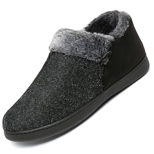 Mishansha Herren Hausschuhe Plüsch Winter Warm Mokassin rutschfeste Gefüttert Pantoffeln Memory Foam Winterschuh Bequeme, Schwarz D 47 von Mishansha