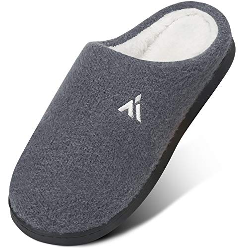 Mishansha Herren Hausschuhe aus Memory Wärme Home rutschfeste Slippers Damen Schlappen Kuschelige Memory Foam Plüsch Pantoffeln Gästepantoffel, 109 grau 47 von Mishansha