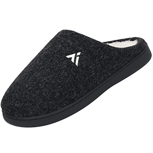 Mishansha Herren Hausschuhe aus Memory Wärme Home rutschfeste Slippers Damen Schlappen Kuschelige Memory Foam Plüsch Pantoffeln Gästepantoffel, 109 schwarz 49 von Mishansha