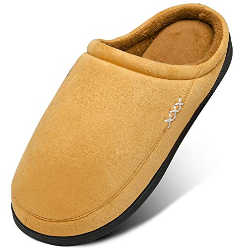 Mishansha Herren Hausschuhe aus Memory Wärme Home rutschfeste Slippers Damen Schlappen Kuschelige Memory Foam Plüsch Pantoffeln Gästepantoffel, 110 braun 47 von Mishansha