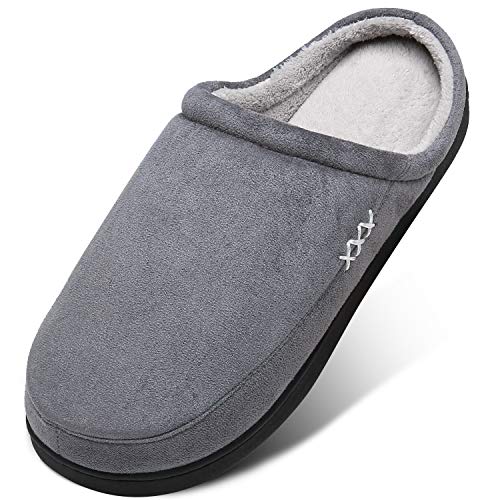 Mishansha Herren Hausschuhe aus Memory Wärme Home rutschfeste Slippers Damen Schlappen Kuschelige Memory Foam Plüsch Pantoffeln Gästepantoffel, 110 grau 47 von Mishansha