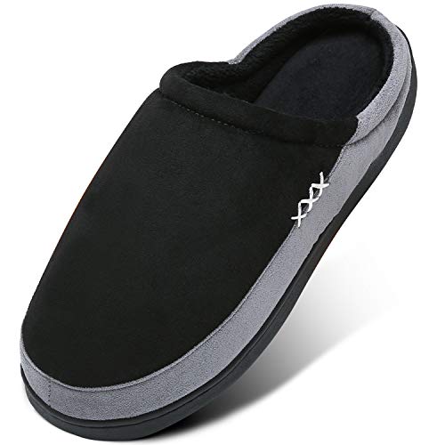 Mishansha Herren Hausschuhe aus Memory Wärme Home rutschfeste Slippers Damen Schlappen Kuschelige Memory Foam Plüsch Pantoffeln Gästepantoffel, 110 schwarz 47 von Mishansha