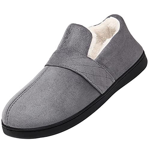 Mishansha Hausschuhe Männer Plüsch Pantoffeln Winter Wärme Memory Schaum Slippers Non-Slip Gummisohle im Innen- und AuÃŸenbereich, Plüsch Grau 47 von Mishansha