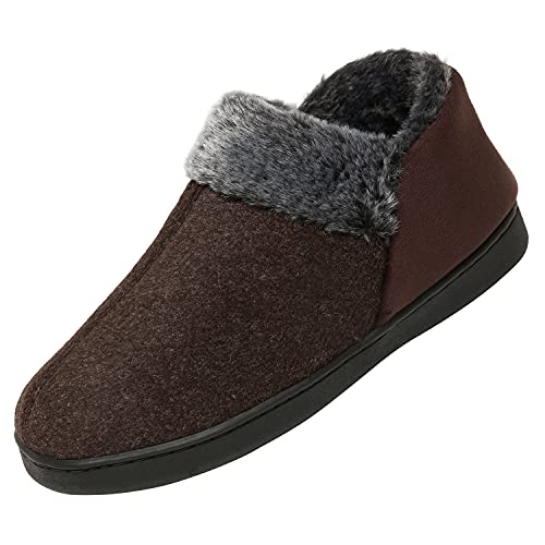 Mishansha Winter Wärme Hausschuhe Mann Memory Foam Pantoffeln Plüsch Pantoffel Non-Slip Gummisohle Weite Leichte Slippers, Unisex Kaffee 42 von Mishansha