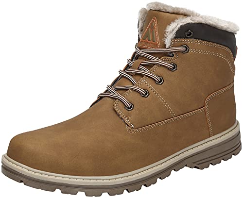 Mishansha Winterschuhe Herren Damen Winterstiefel Warm Gefüttert Winterboots Wasserdicht Leichte Winter Boots Rutschfest Outdoor Kurz Stiefel für Frauen Männer, Flachsgelb, 40 EU von Mishansha