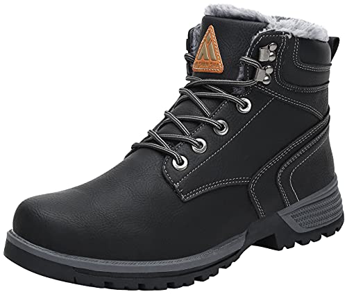 Mishansha Winterschuhe Herren Damen Winterstiefel Warm Gefüttert Winterboots Wasserdicht Leichte Winter Boots Rutschfest Outdoor Kurz Stiefel für Frauen Männer, Anthrazitschwarz, 36 EU von Mishansha