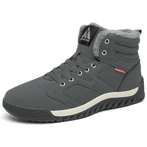 Mishansha Herren Winter Schuhe Wasserdicht Schneestiefel Warm Gefüttert Winterstiefel rutschfeste Schnürstiefel Komfortabel Kurzschaft Winter Boots, Grau 39 von Mishansha