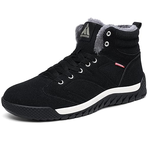 Mishansha Herren Winterschuhe Warm Gefüttert Schneestiefel Winter Outdoor Boots Winterstiefel rutschfest Stiefelette Mann, Schwarz 47 EU von Mishansha