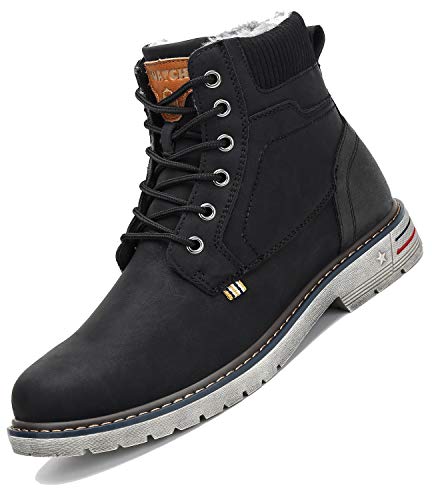 Mishansha Herren Winterstiefel Wasserdicht Rutschfest Winter Boots Warme Gefütterte Winterschuhe Damen Kurzschaft Stiefel, Schwarz 36 EU von Mishansha