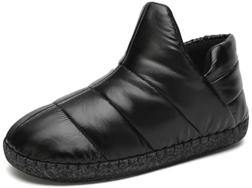 Mishansha Hohe Hausschuhe Damen Herren Pantoffeln Wärme Gefüttert Hüttenstiefel Weich Bequeme Puschen, Oil Black, 39EU von Mishansha