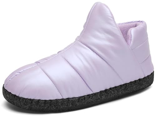 Mishansha Hohe Hausschuhe Damen Herren Pantoffeln Wärme Gefüttert Hüttenstiefel Weich Bequeme Puschen, Purple, 36EU von Mishansha