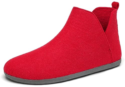 Mishansha Hohe Hausschuhe für Herren Damen-Warm Ultraleicht Filz Pantoffeln-Weich Bequem Hüttenschuhe-Winter Filzhausschuhe-Rutschfest Atmungsaktiv Waschbar-Mit Gummisohle, Rot 40 EU von Mishansha