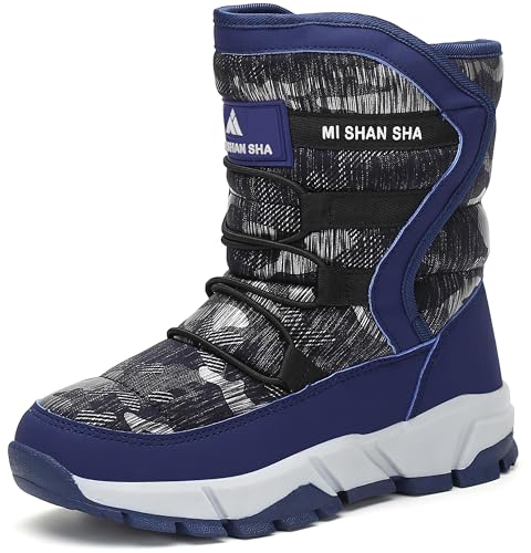 Mishansha Jungen Winterstiefel Kinder Winterboots Warm Gefütterte Schneestiefel Junges Rutschfeste Outdoor Winter Schuhe Blau 33 von Mishansha