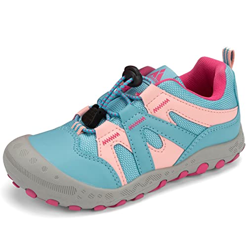 Mishansha Jungenschuhe Kinder Wanderschuhe Mädchen Leicht Turnschuhe Atmungsaktiv Hallenschuhe Outdoor rutschfest Laufschuhe, Blau Pink 34 EU von Mishansha