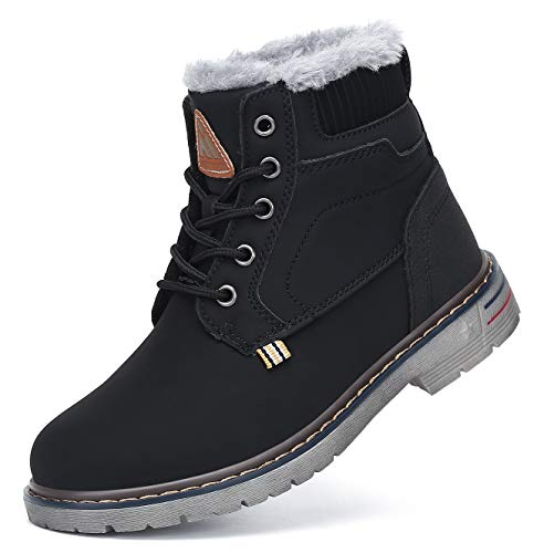Mishansha Kinder Winterschuhe Jungen Mädchen Gefüttert Boots Schwarz 27 von Mishansha
