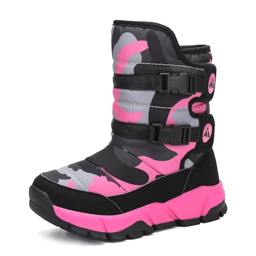 Mishansha Kinder Schneestiefel Winter Warm Winterstiefel Gefütterte Mädchen Winterschuhe rutschfeste Jungen Rosa 36 EU von Mishansha