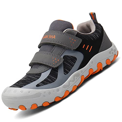 Mishansha Kinder Sportschuhe Atmungsaktiv Leichte Laufschuhe für Jungen Bequemer rutschfest Mädchen Turnschuhe Elastisch Flexibel Hallenschuhe, Trek Grau 26 von Mishansha