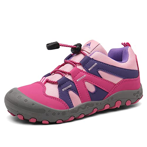 Mishansha Kinder Trekking- & Wanderschuhe Jungen Mädchen rutschfest Laufschuhe Flach Walkingschuhe Outdoor Sports Freizeitschuhe, Fuschia Pink 38 EU von Mishansha