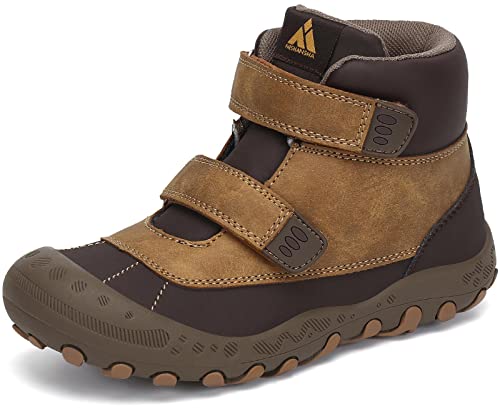 Mishansha Kinder Trekkingschuhe Jungen Mädchen Walkingschuhe rutschfest Atmungsaktiv Trekkingstiefel Weich bequem Outdoorschuhe für Laufen Wander, Brauner Tawny 33 EU von Mishansha