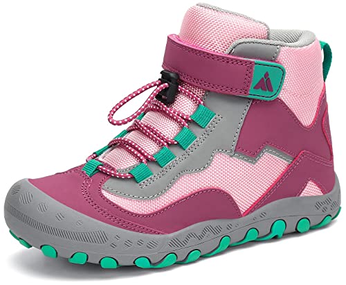 Mishansha Kinder Trekkingschuhe Mädchen Wanderschuhe Halbschuhe High Top Sneaker Outdoor rutschfest Wanderstiefel Sport Walking Kinderschuhe, Rosa Rouge 26 EU von Mishansha