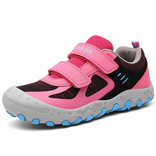 Mishansha Mädchen Wanderschuhe Atmungsaktiv rutschfest Trekkingschuhe Licht Laufschuhe Outdoor Sports Flach Straßenlaufschuhe, Rosa, 34 EU von Mishansha