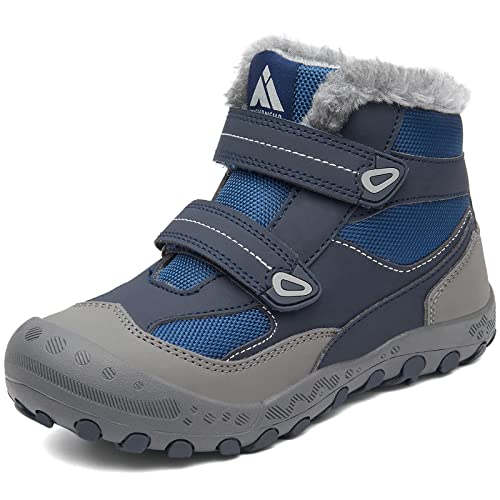 Mishansha Kinder Warmfutter Schneestiefel Wanderschuhe Outdoor Trekking Mädchen Winterstiefel Blau Gr.24 von Mishansha