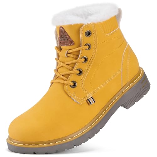 Mishansha Kinder Winterschuhe Jungen Mädchen Gefüttert Boots Gelb Gr.35 von Mishansha