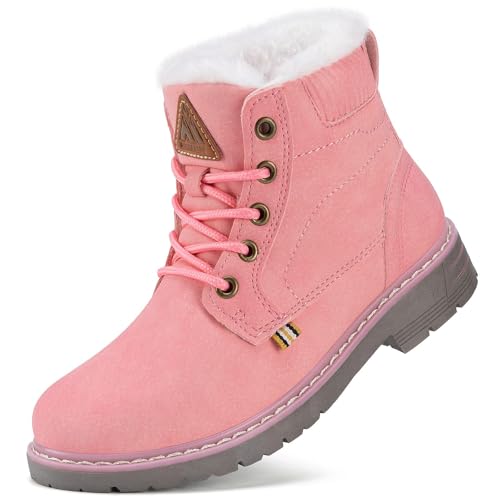 Mishansha Kinder Winterschuhe Jungen Mädchen Gefüttert Boots Wassermelonenrot Gr.35 von Mishansha