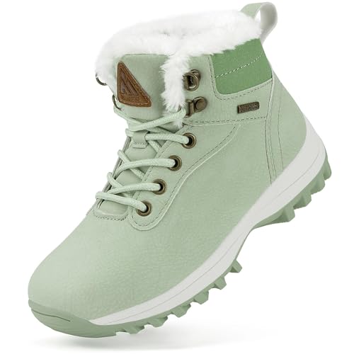 Mishansha Kinder Winterschuhe Jungen Warm Gefüttert Mädchen Schneestiefel Grün Gr.31 von Mishansha