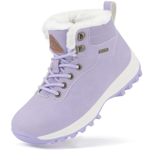 Mishansha Kinder Winterschuhe Jungen Warm Gefüttert Mädchen Schneestiefel Violett Gr.33 von Mishansha