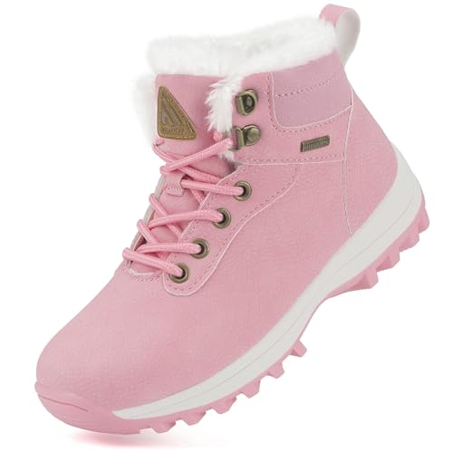 Mishansha Kinder Winterschuhe Jungen Warm Gefüttert Mädchen Schneestiefel Wassermelone Rot Gr.34 von Mishansha